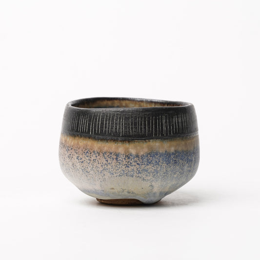 Nobuhito Nakaoka Colored Ash Glaze Guinomi Sake Cup with Gold