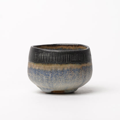 Nobuhito Nakaoka Colored Ash Glaze Guinomi Sake Cup with Gold
