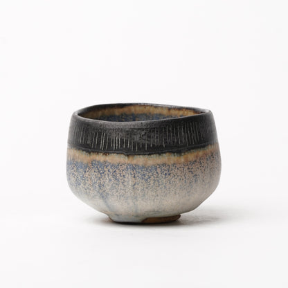 Nobuhito Nakaoka Colored Ash Glaze Guinomi Sake Cup with Gold