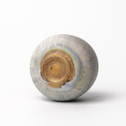 Nobuhito Nakaoka Colored Ash Glaze Guinomi Sake Cup with Gold