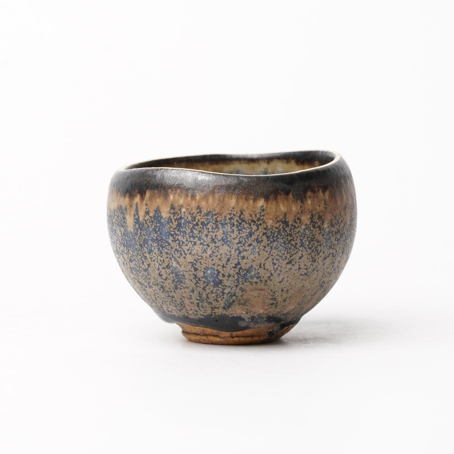 Nobuhito Nakaoka Colored Ash Glaze Guinomi Sake Cup with Gold
