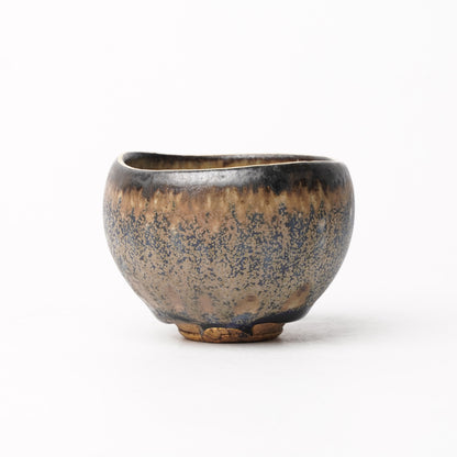 Nobuhito Nakaoka Colored Ash Glaze Guinomi Sake Cup with Gold