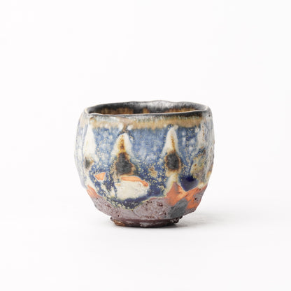 Nobuhito Nakaoka Colored Ash Glaze Guinomi Sake Cup with Gold