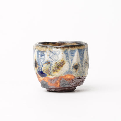 Nobuhito Nakaoka Colored Ash Glaze Guinomi Sake Cup with Gold