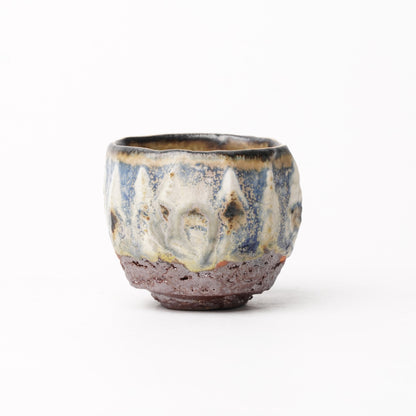 Nobuhito Nakaoka Colored Ash Glaze Guinomi Sake Cup with Gold