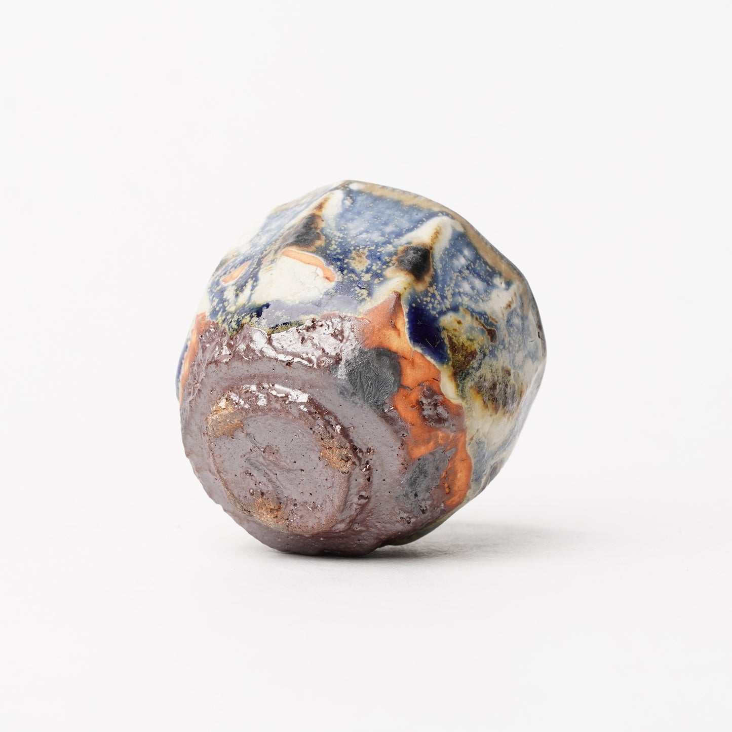 Nobuhito Nakaoka Colored Ash Glaze Guinomi Sake Cup with Gold