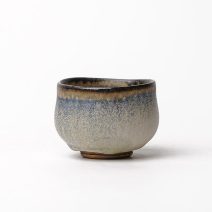 Nobuhito Nakaoka Colored Ash Glaze Guinomi Sake Cup with Gold
