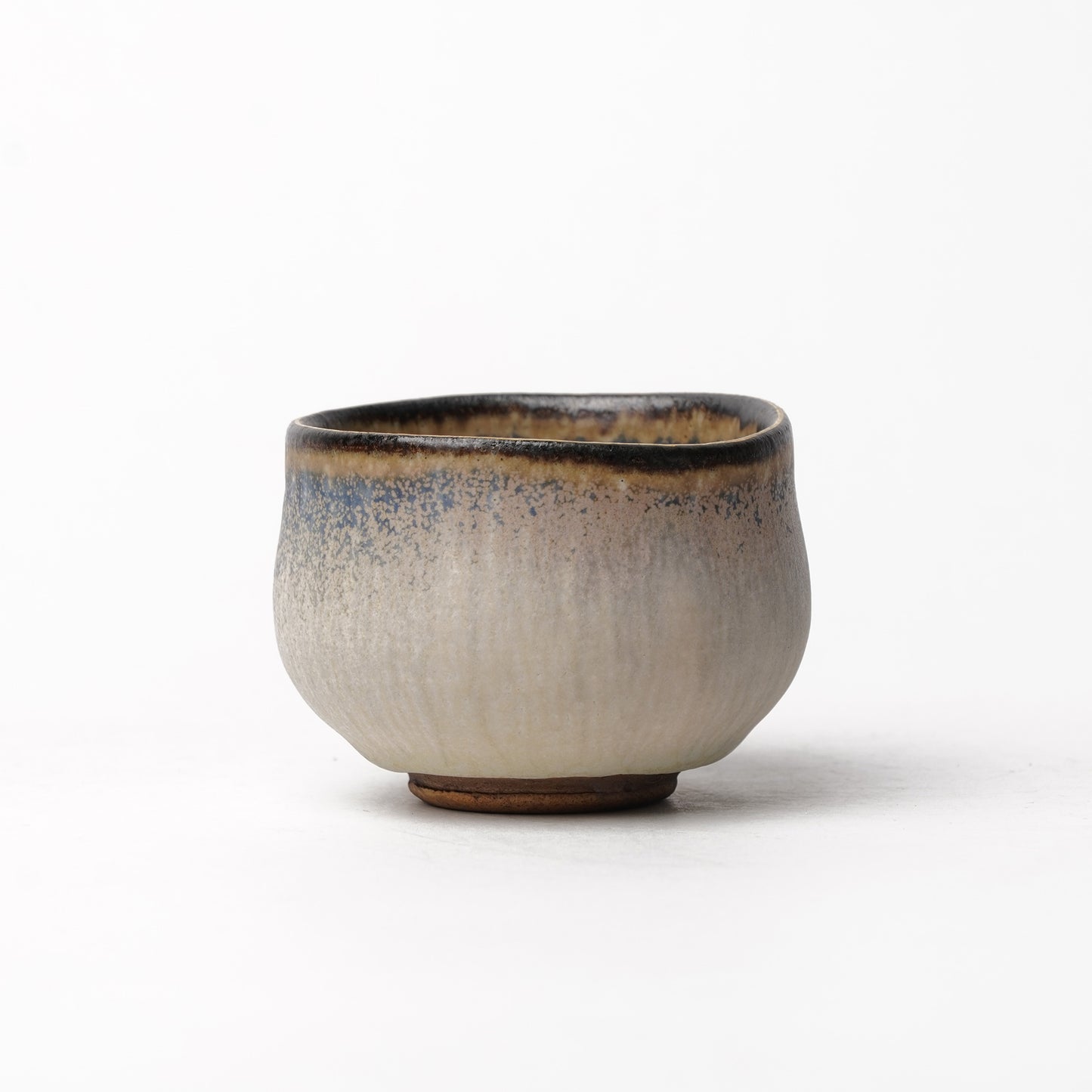 Nobuhito Nakaoka Colored Ash Glaze Guinomi Sake Cup with Gold