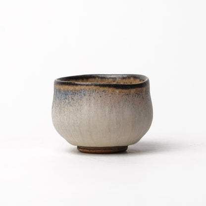 Nobuhito Nakaoka Colored Ash Glaze Guinomi Sake Cup with Gold