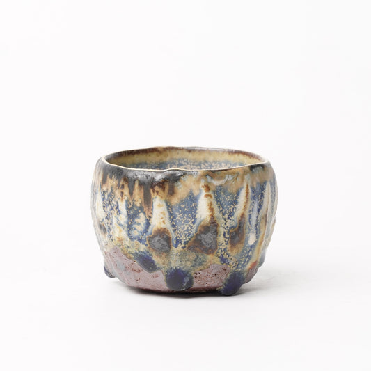 Nobuhito Nakaoka Colored Ash Glaze Guinomi Sake Cup with Gold
