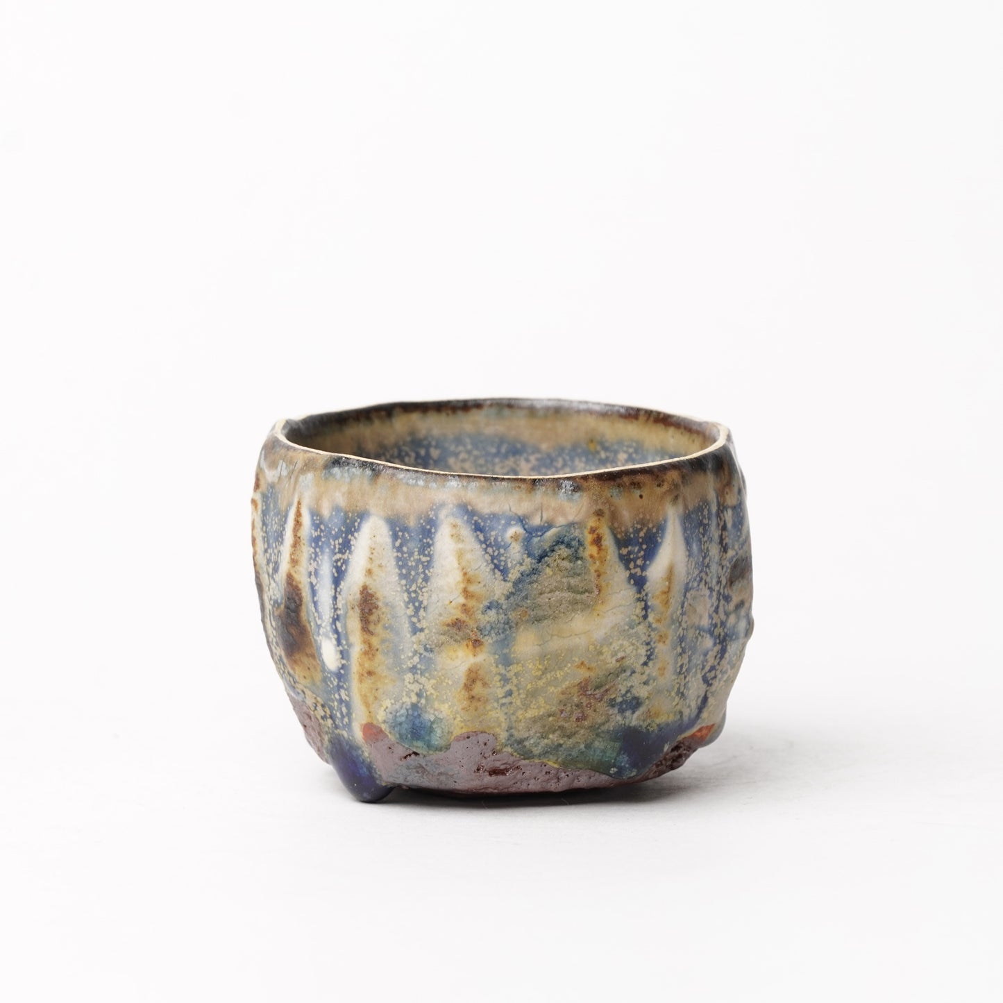 Nobuhito Nakaoka Colored Ash Glaze Guinomi Sake Cup with Gold