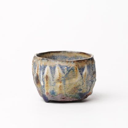 Nobuhito Nakaoka Colored Ash Glaze Guinomi Sake Cup with Gold