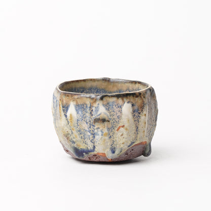 Nobuhito Nakaoka Colored Ash Glaze Guinomi Sake Cup with Gold