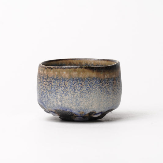 Nobuhito Nakaoka Colored Ash Glaze Guinomi Sake Cup with Gold