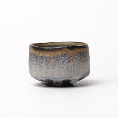 Nobuhito Nakaoka Colored Ash Glaze Guinomi Sake Cup with Gold
