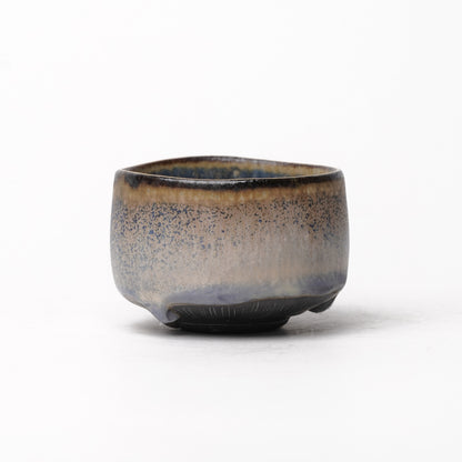 Nobuhito Nakaoka Colored Ash Glaze Guinomi Sake Cup with Gold
