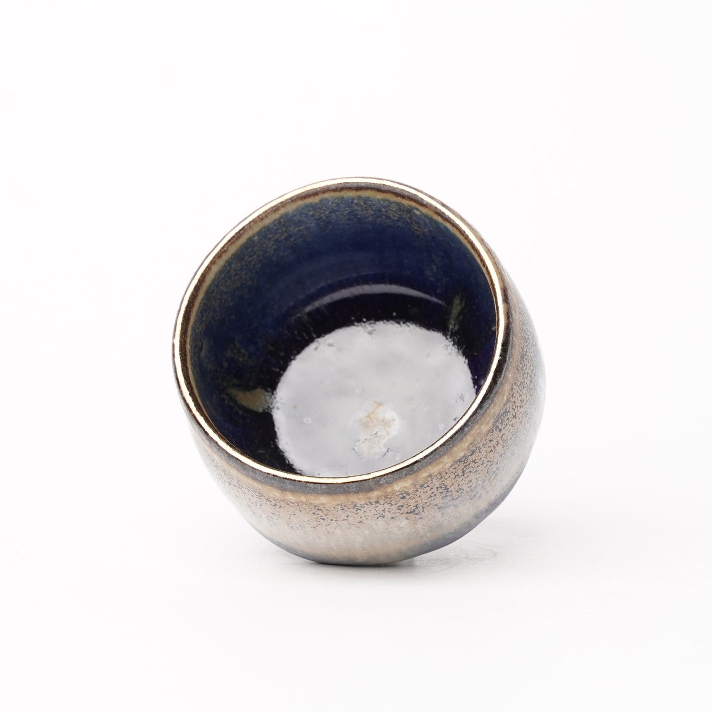 Nobuhito Nakaoka Colored Ash Glaze Guinomi Sake Cup with Gold