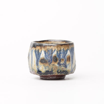 Nobuhito Nakaoka Colored Ash Glaze Guinomi Sake Cup with Gold