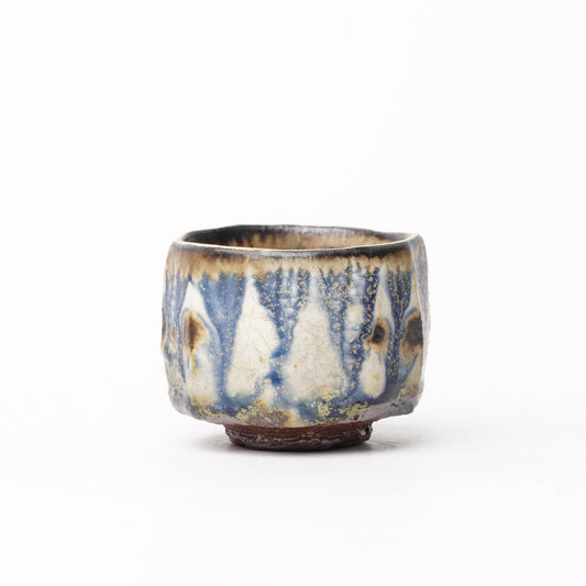 Nobuhito Nakaoka Colored Ash Glaze Guinomi Sake Cup with Gold