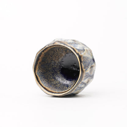 Nobuhito Nakaoka Colored Ash Glaze Guinomi Sake Cup with Gold