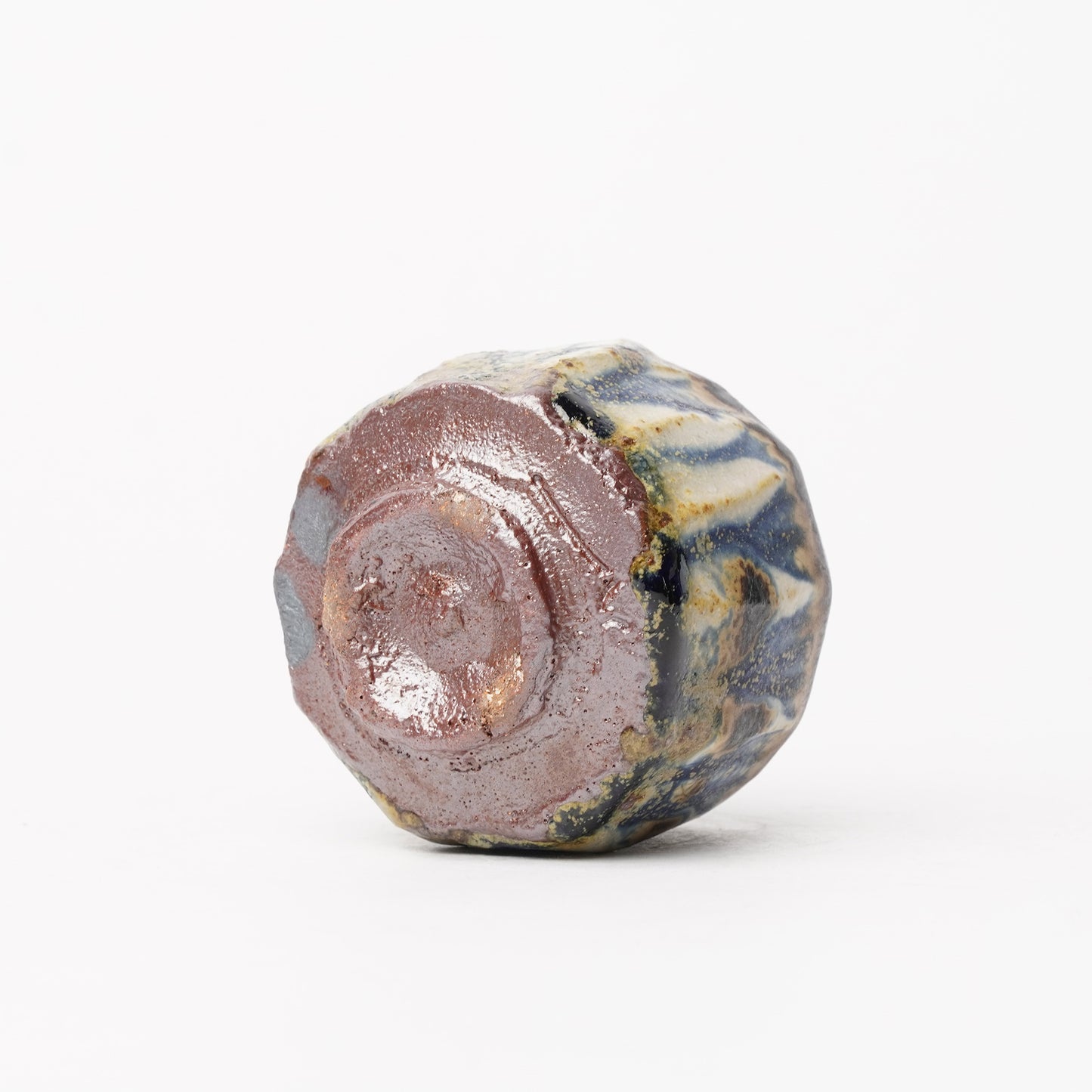 Nobuhito Nakaoka Colored Ash Glaze Guinomi Sake Cup with Gold