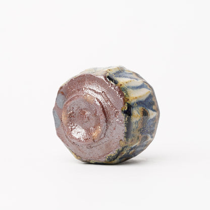 Nobuhito Nakaoka Colored Ash Glaze Guinomi Sake Cup with Gold