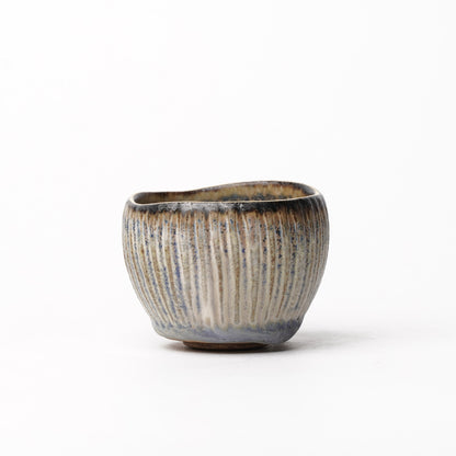 Nobuhito Nakaoka Colored Ash Glaze Guinomi Sake Cup with Gold