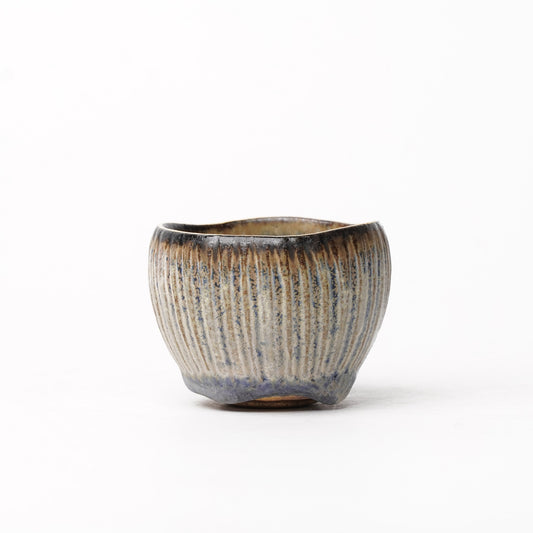 Nobuhito Nakaoka Colored Ash Glaze Guinomi Sake Cup with Gold