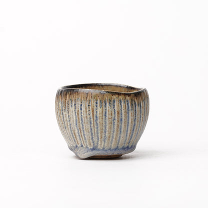 Nobuhito Nakaoka Colored Ash Glaze Guinomi Sake Cup with Gold