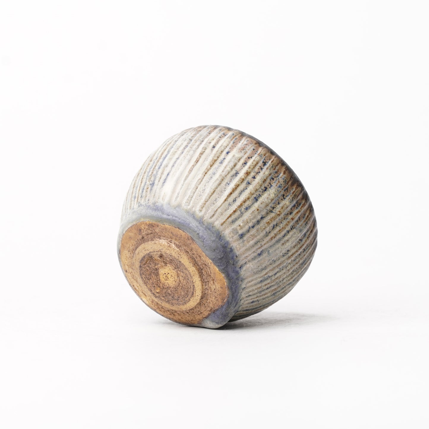 Nobuhito Nakaoka Colored Ash Glaze Guinomi Sake Cup with Gold