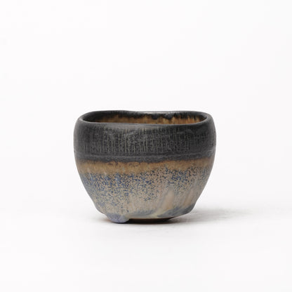 Nobuhito Nakaoka Colored Ash Glaze Guinomi Sake Cup with Gold