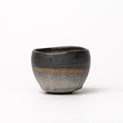 Nobuhito Nakaoka Colored Ash Glaze Guinomi Sake Cup with Gold