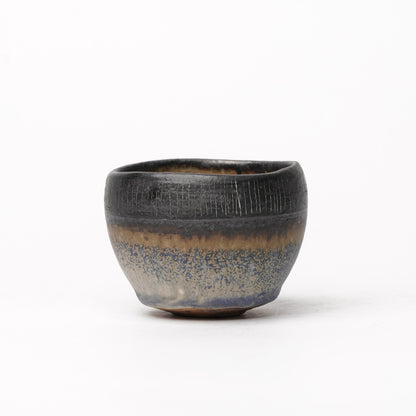 Nobuhito Nakaoka Colored Ash Glaze Guinomi Sake Cup with Gold