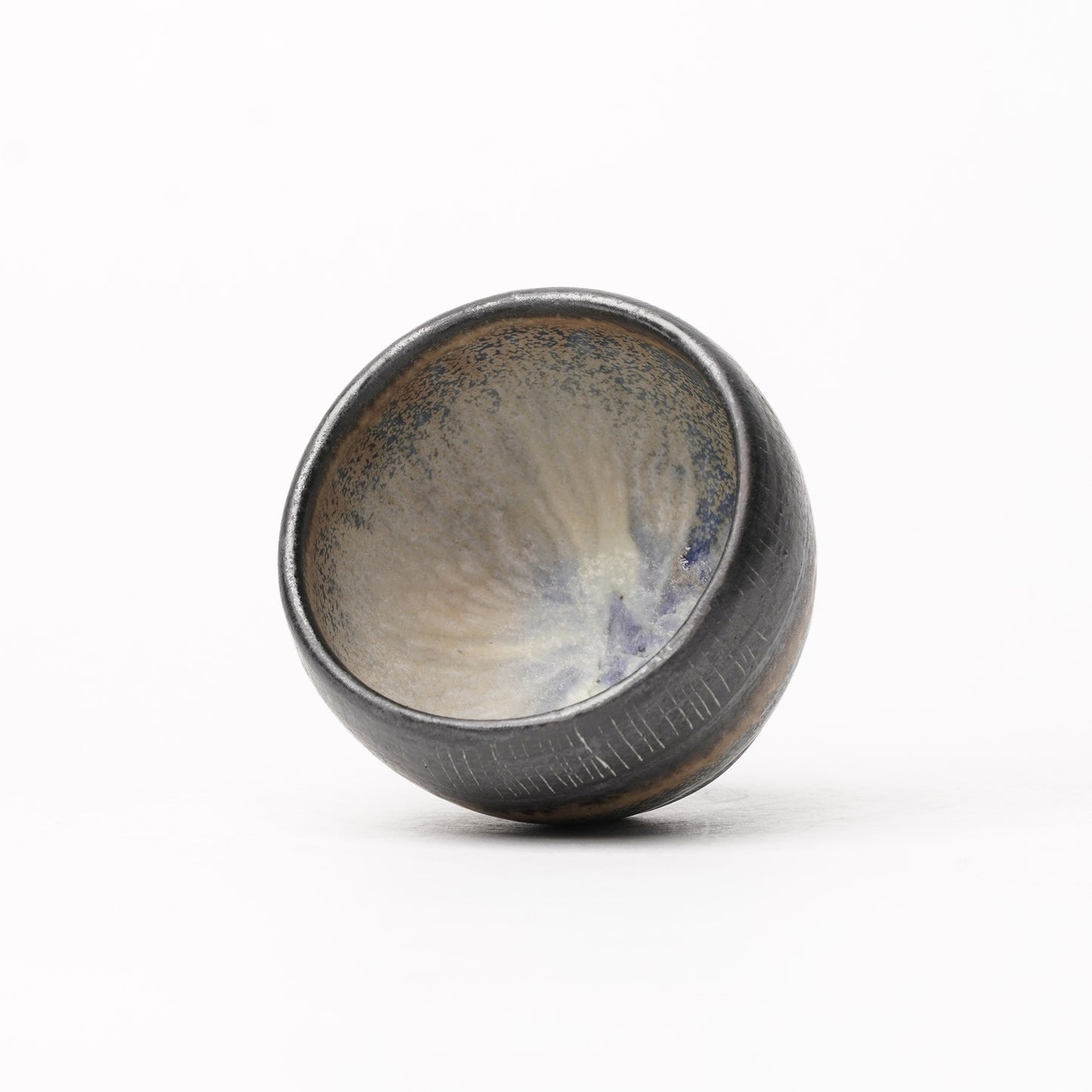 Nobuhito Nakaoka Colored Ash Glaze Guinomi Sake Cup with Gold
