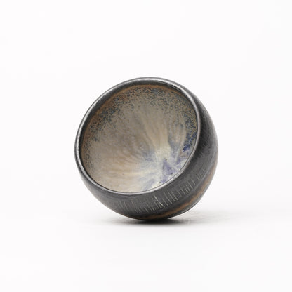 Nobuhito Nakaoka Colored Ash Glaze Guinomi Sake Cup with Gold