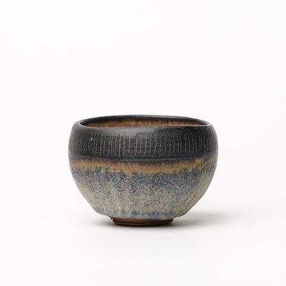 Nobuhito Nakaoka Colored Ash Glaze Guinomi Sake Cup with Gold