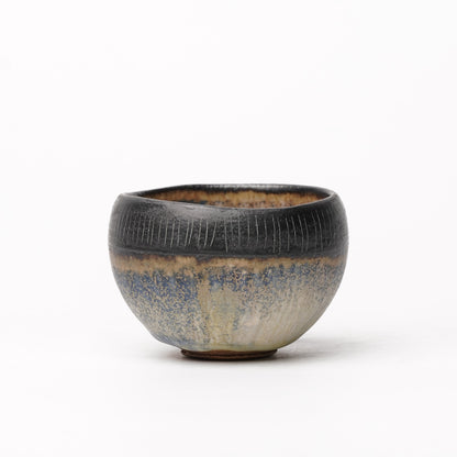Nobuhito Nakaoka Colored Ash Glaze Guinomi Sake Cup with Gold
