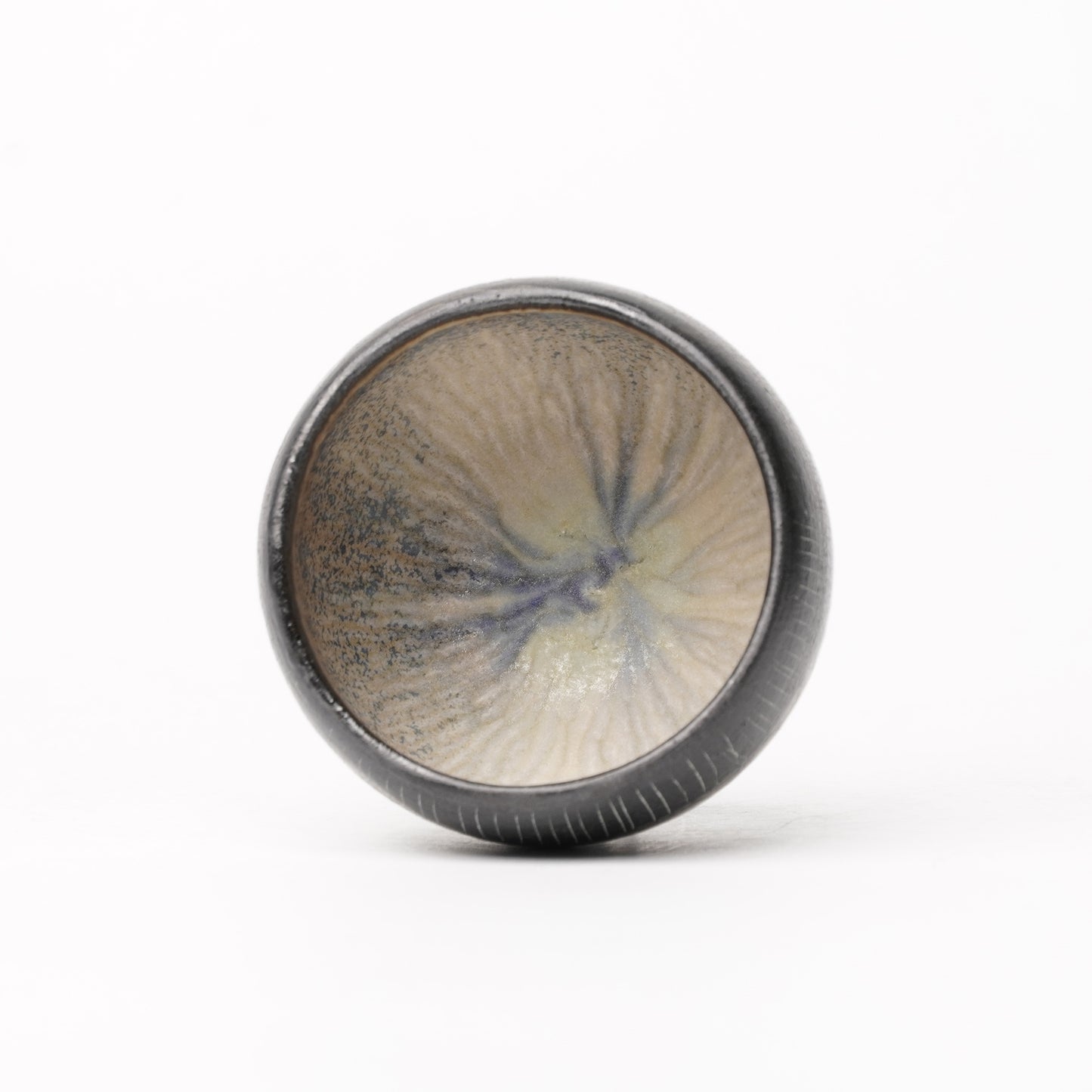 Nobuhito Nakaoka Colored Ash Glaze Guinomi Sake Cup with Gold