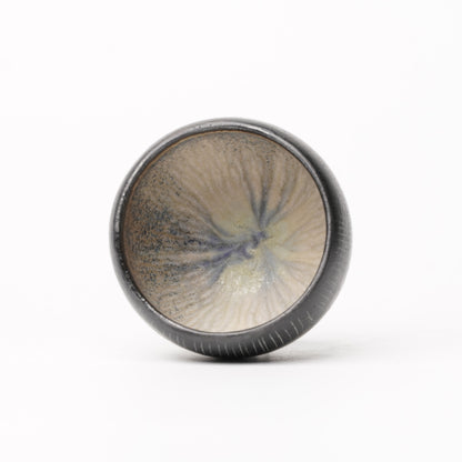 Nobuhito Nakaoka Colored Ash Glaze Guinomi Sake Cup with Gold