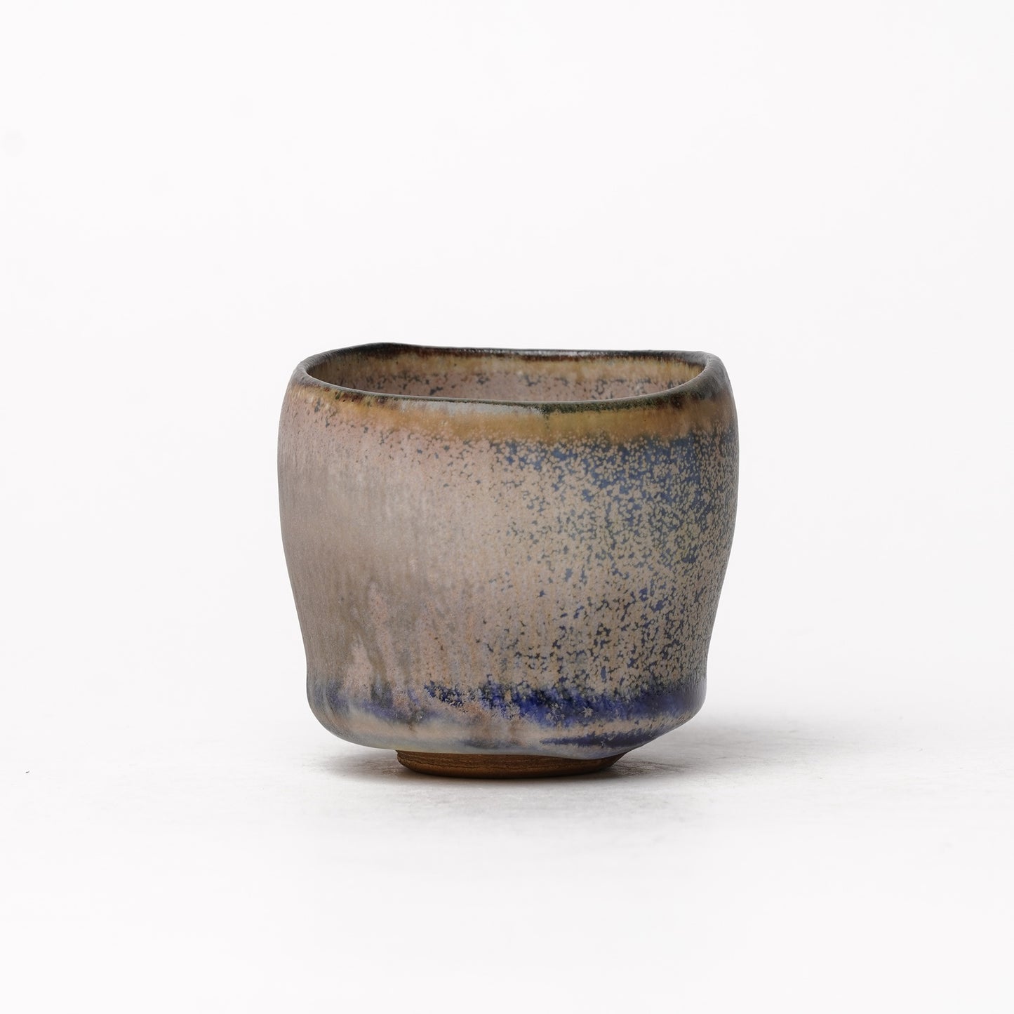 Nobuhito Nakaoka Colored Ash Glaze Guinomi Sake Cup with Gold