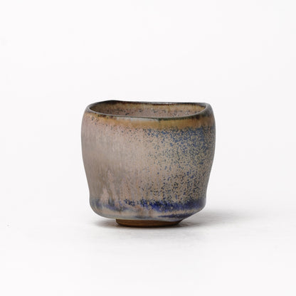Nobuhito Nakaoka Colored Ash Glaze Guinomi Sake Cup with Gold