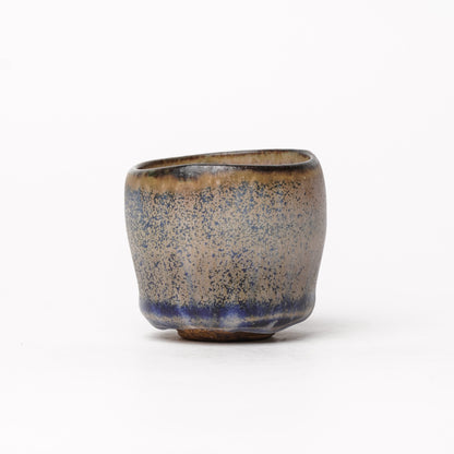 Nobuhito Nakaoka Colored Ash Glaze Guinomi Sake Cup with Gold