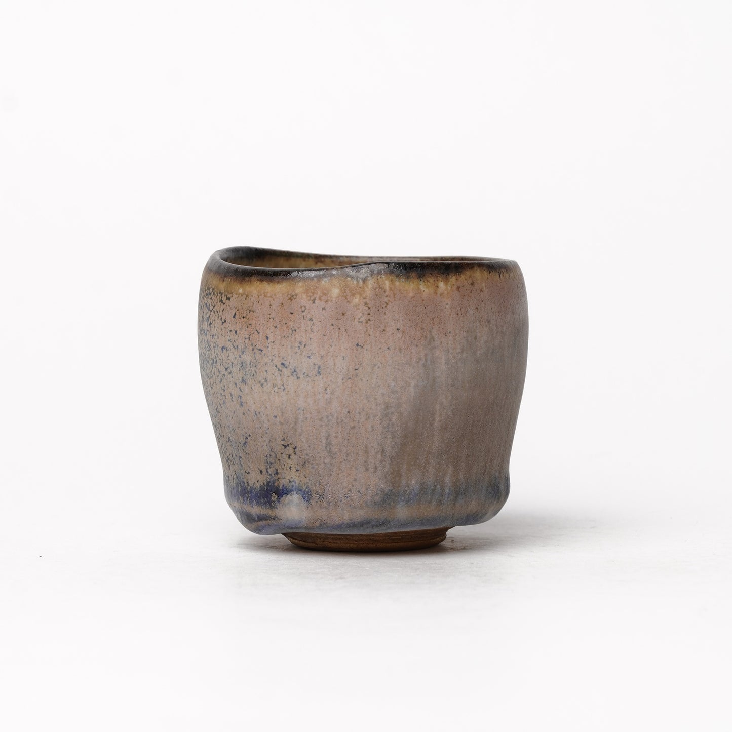 Nobuhito Nakaoka Colored Ash Glaze Guinomi Sake Cup with Gold