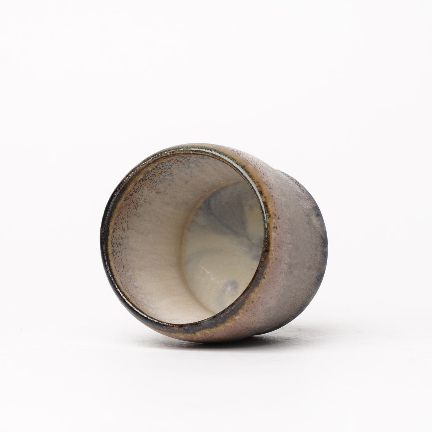 Nobuhito Nakaoka Colored Ash Glaze Guinomi Sake Cup with Gold