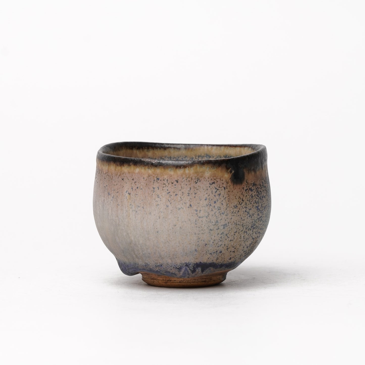 Nobuhito Nakaoka Colored Ash Glaze Guinomi Sake Cup with Gold