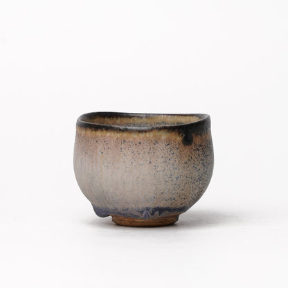 Nobuhito Nakaoka Colored Ash Glaze Guinomi Sake Cup with Gold