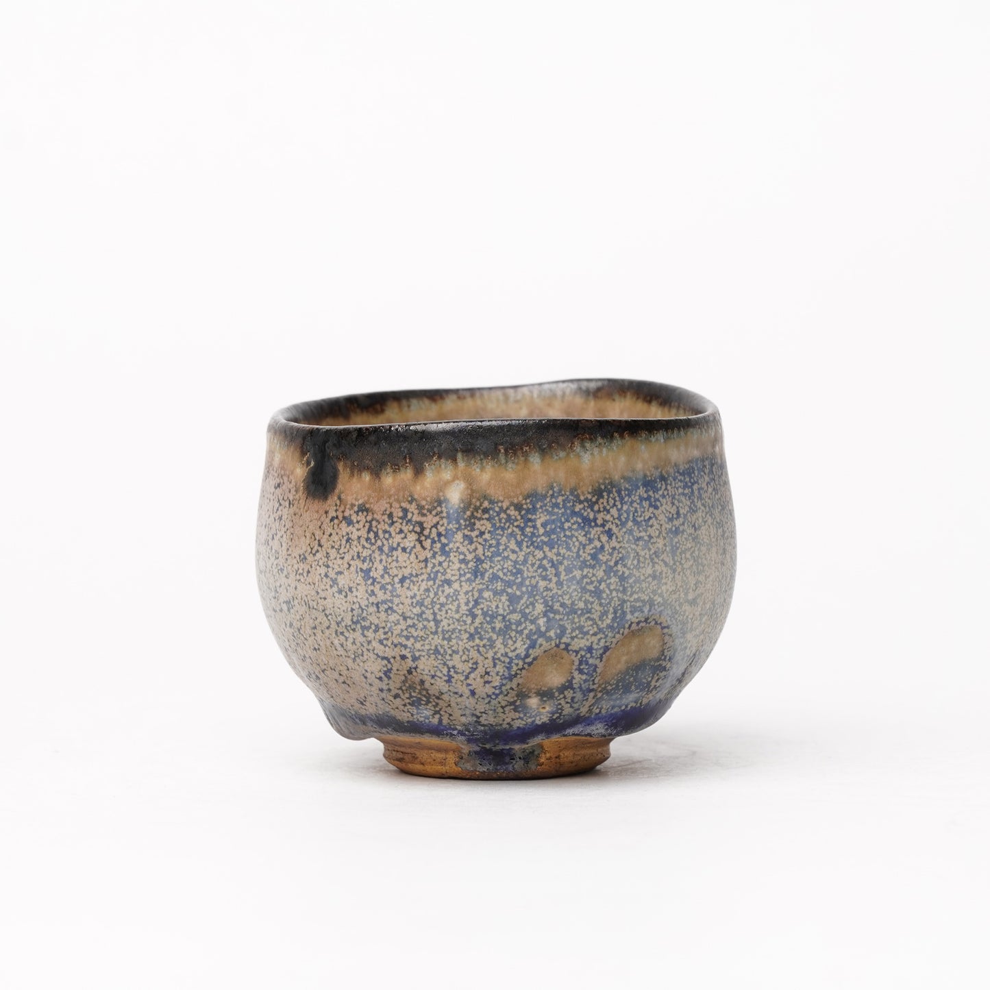 Nobuhito Nakaoka Colored Ash Glaze Guinomi Sake Cup with Gold