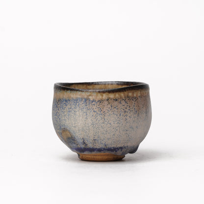 Nobuhito Nakaoka Colored Ash Glaze Guinomi Sake Cup with Gold