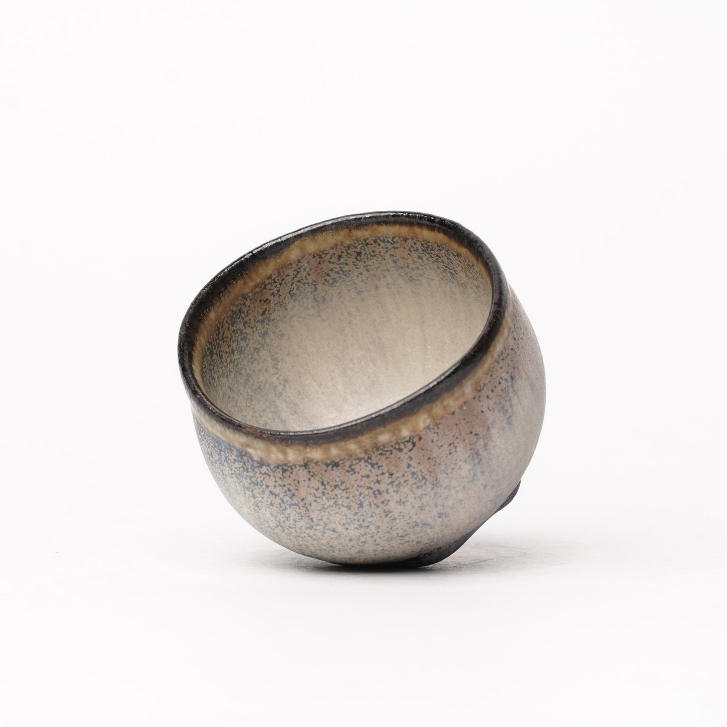 Nobuhito Nakaoka Colored Ash Glaze Guinomi Sake Cup with Gold