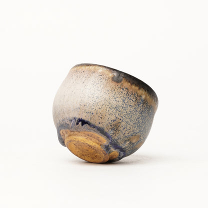 Nobuhito Nakaoka Colored Ash Glaze Guinomi Sake Cup with Gold